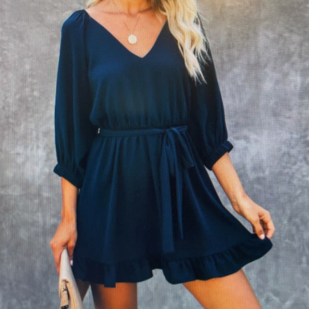 Navy Blue Ruffle Dress